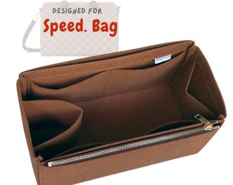 For [Speedy Bag, Size 25 30 35 40 Nano 20 22 Min HL] Bag Insert Organizer, Large Medium Small, Tote (w/ Single Zip and Water Bottle Holder)