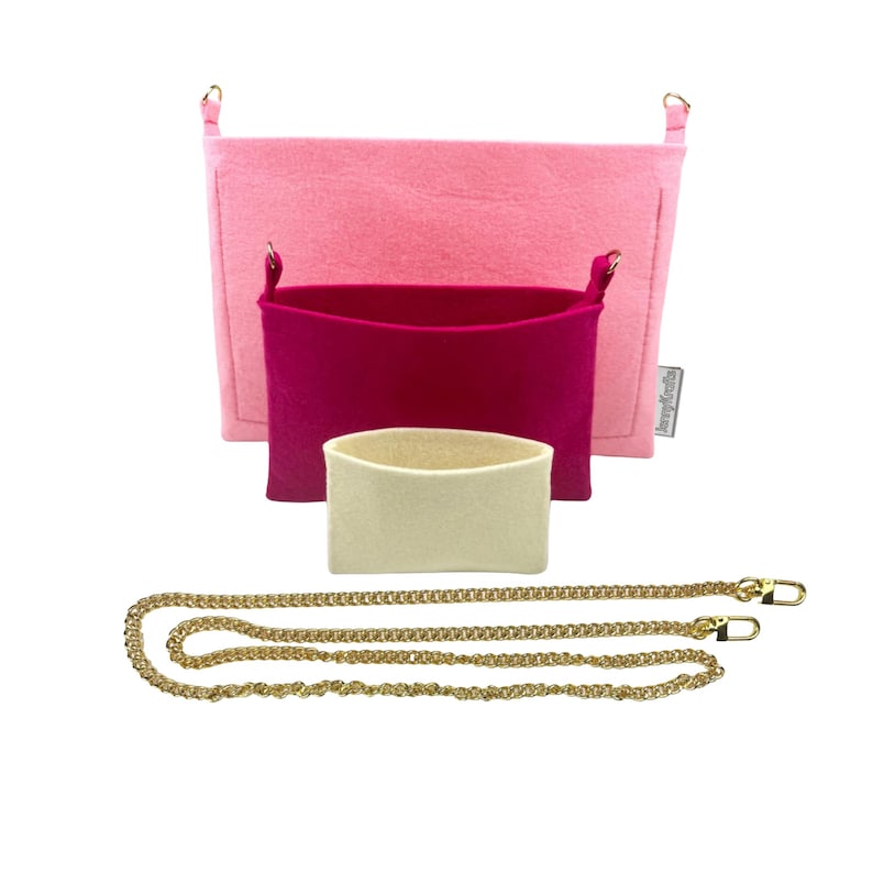 Organizer for [KIRIGAMI POCHETTE] (3-in-1 pouch) Felt Insert with Shoulder Strap Chain Covert to Crossbody Bag, Purse Organiser image 5