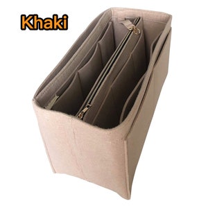 Organizer for HAC Bag Style B, w/ Detachable Zipper Bag Tote Felt Purse Insert Organiser Khaki