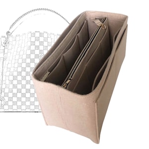 Organizer voor [Artsy MM/GM] (stijl B met afneembare tas met ritssluiting), vilten tas insteektas, laptop iPad-vak, metalen gouden make-up met ritssluiting