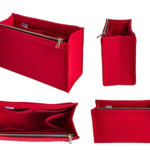 Organizador para OnTheGo estilo X, lados curvos, bolso de fieltro, inserto para monedero, portátil, iPad, bolsillo con cremallera, soporte para botella de agua de metal dorado Cherry