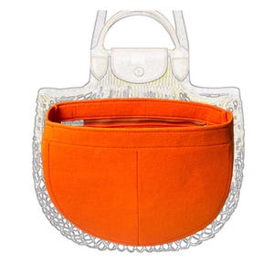 For [Le Pl.age Filet Mesh L / XS] Felt Bag Insert Organizer with Zipped Pocket, Purse Organiser