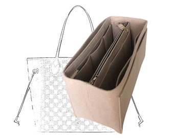 For [Neverfull GM MM PM] Organizer (w/ Detachable Zipper Bag) Tote Felt Purse Insert