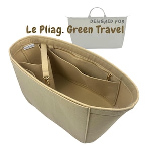 Organizador de bolso de mano [Le Pl.age Green Travel Bag], tamaño S, M, L, XL, pequeño, mediano y grande, con inserto de fieltro (estilo oblongo)