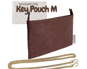 Para [Key Pouch M] Organizador de bolso convertible en bandolera, adaptador para bolso, cadena dorada (con anillas en D)