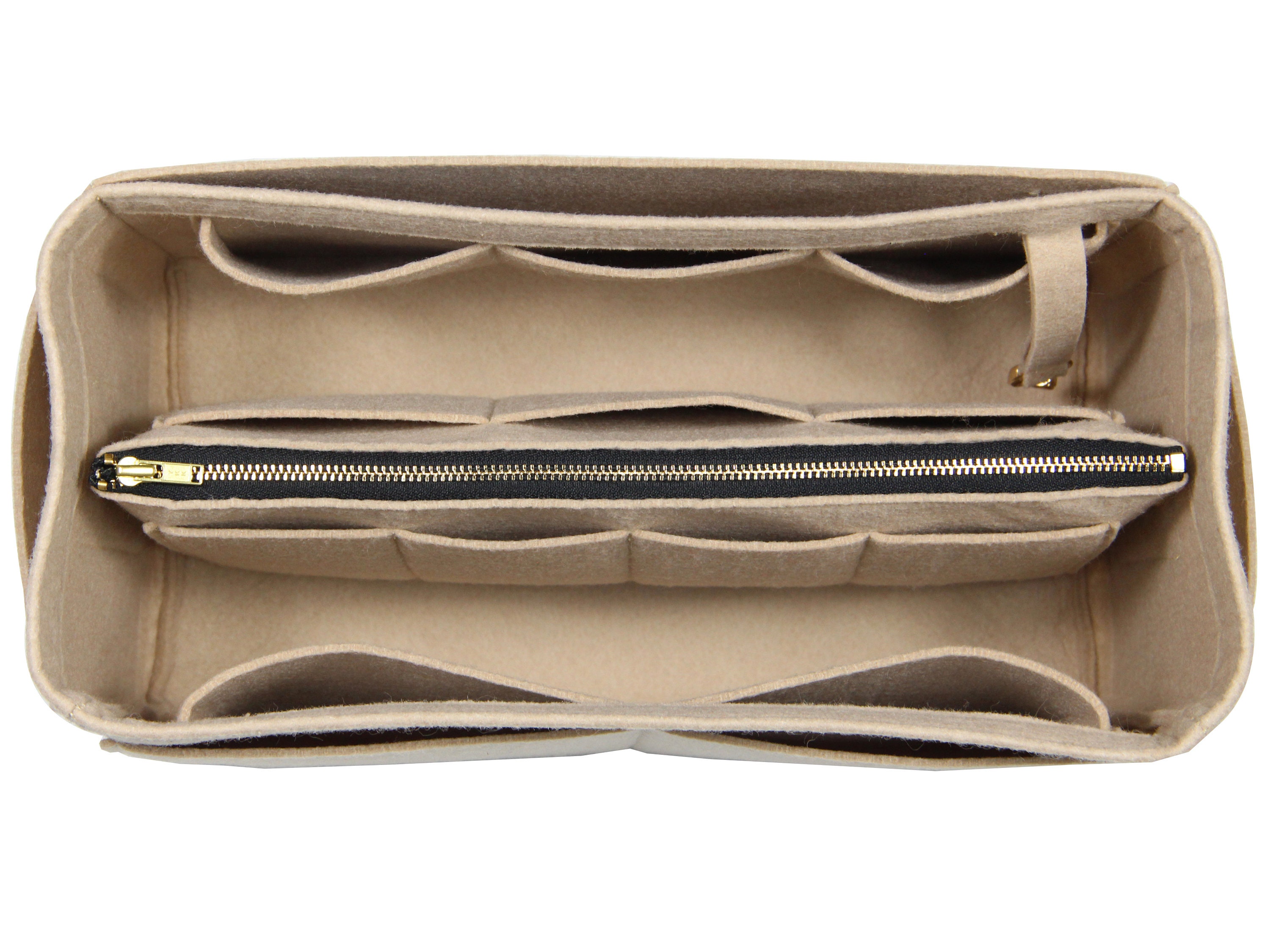 Felt Neverfull Tote Bag Organizer, Purse Insert (3mm Felt, Detachable Pouch w/ Metal Zip)