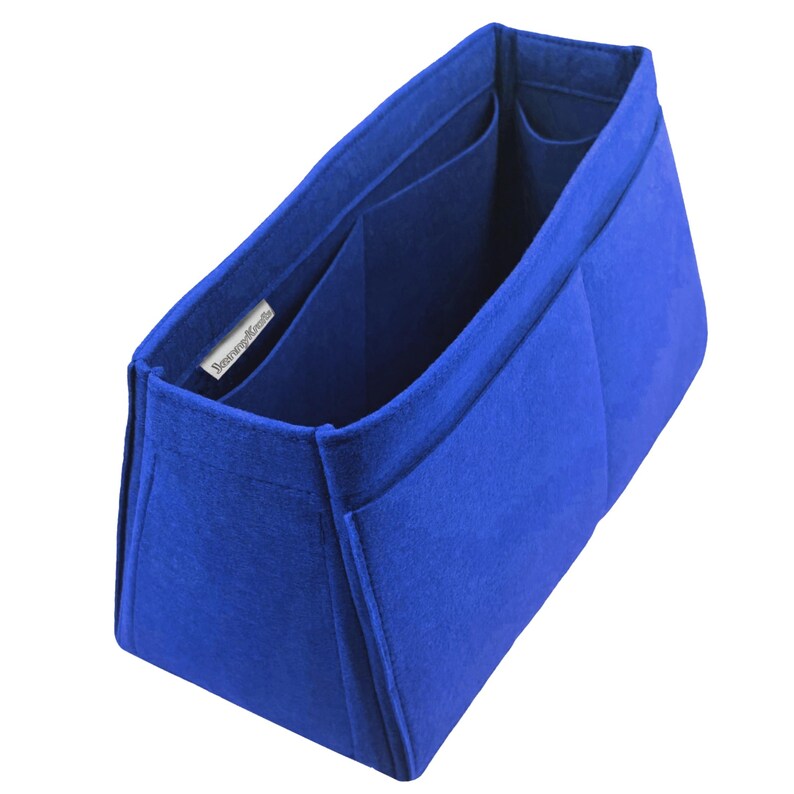 Customizable Organizer for Tapered Bag, Birkin Satchel Doctor Tote Felt Purse Insert, Cosmetic Makeup Diaper Handbag, Zipped Belongings Dark Blue