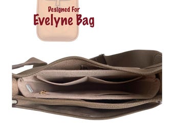 For [Evelyne Bag] 16 23 29 33 40 PM GM Tpm Tgm Mini Size, Tote Purse Insert Organizer Liner Protector Shaper, Slim with Zip Pocket (SlimZip)
