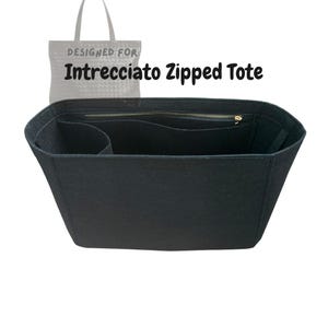 For [Intrecciato Zipped Tote] Bag Purse Insert Organizer, Large Medium Small, Felt Organiser Liner Shaper (Style Oblong)