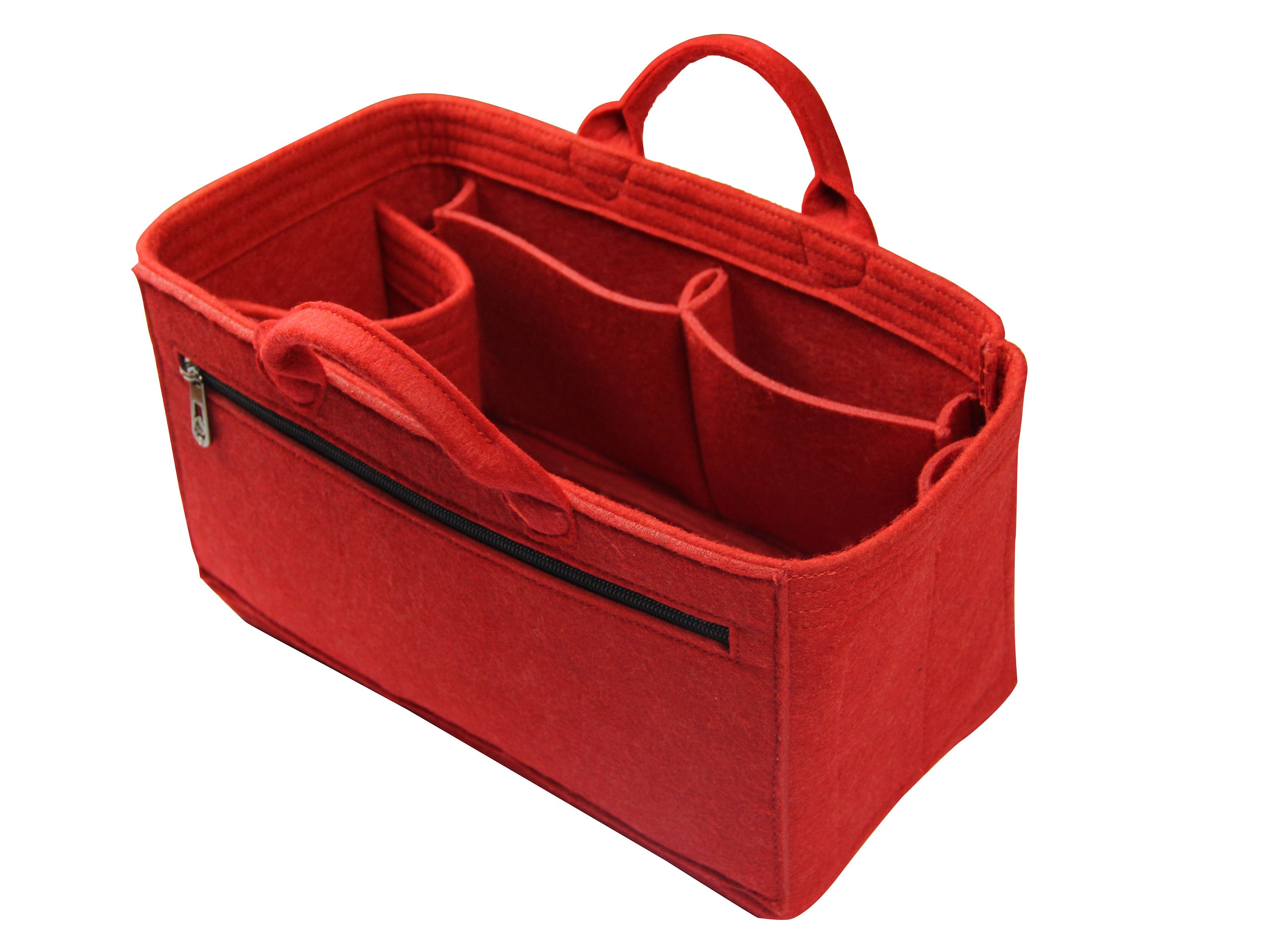 Customizable Felt Tote Bag Organizer, Purse Insert (Water Bottle Holder & Zip Pocket & Detachable pouch)