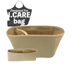 Puede incluir: Organizador de bolso de fieltro beige con múltiples compartimentos y bolsillos. Diseñado para el bolso I.CARE.