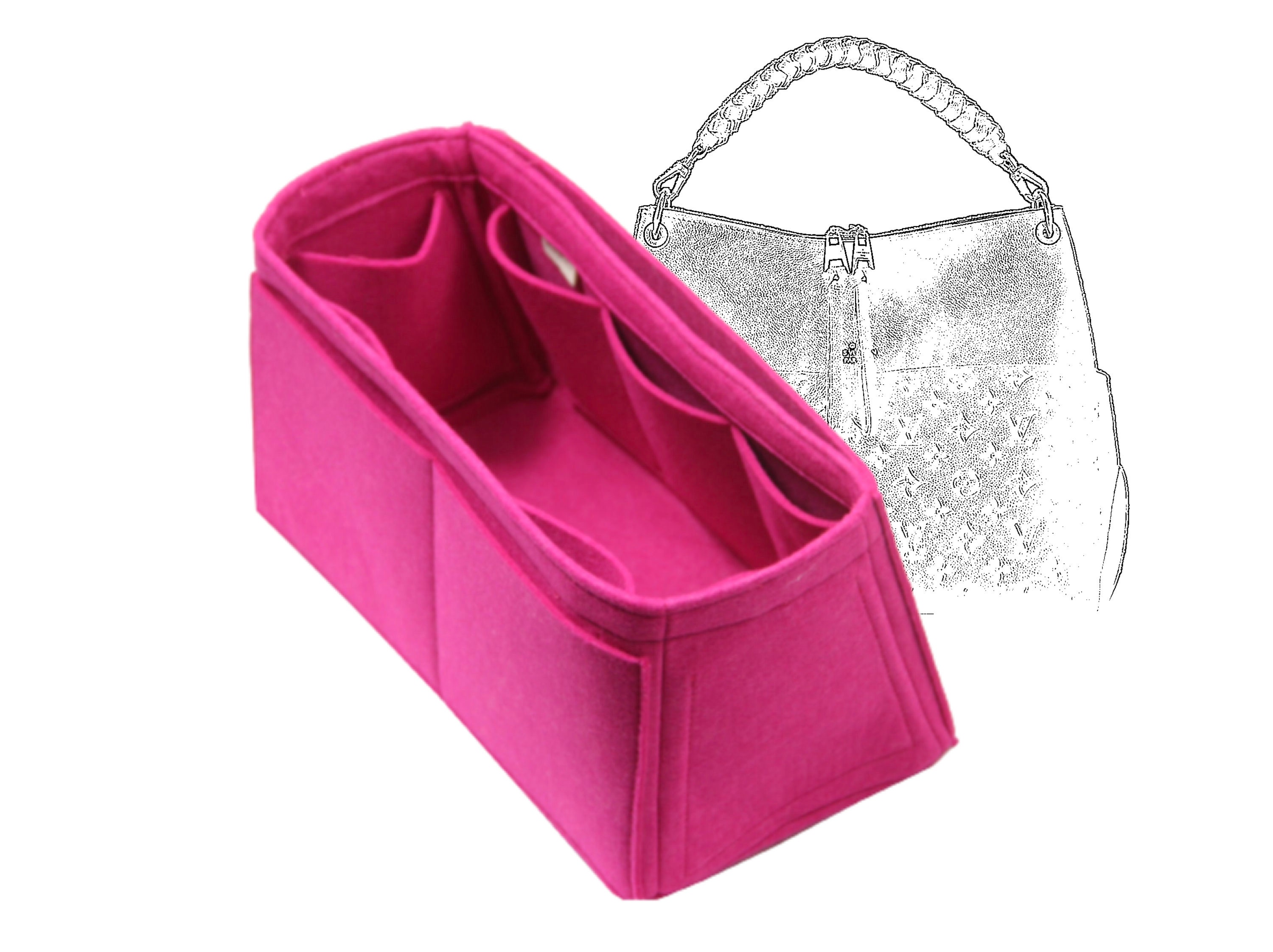 LIZHYY Velvet 2 Packs Purse Organizer Women's Handbag Organizers Bag Organizer Insert Purse Organizer for LV NeoNoe Noé Series (Pink) (Brown)