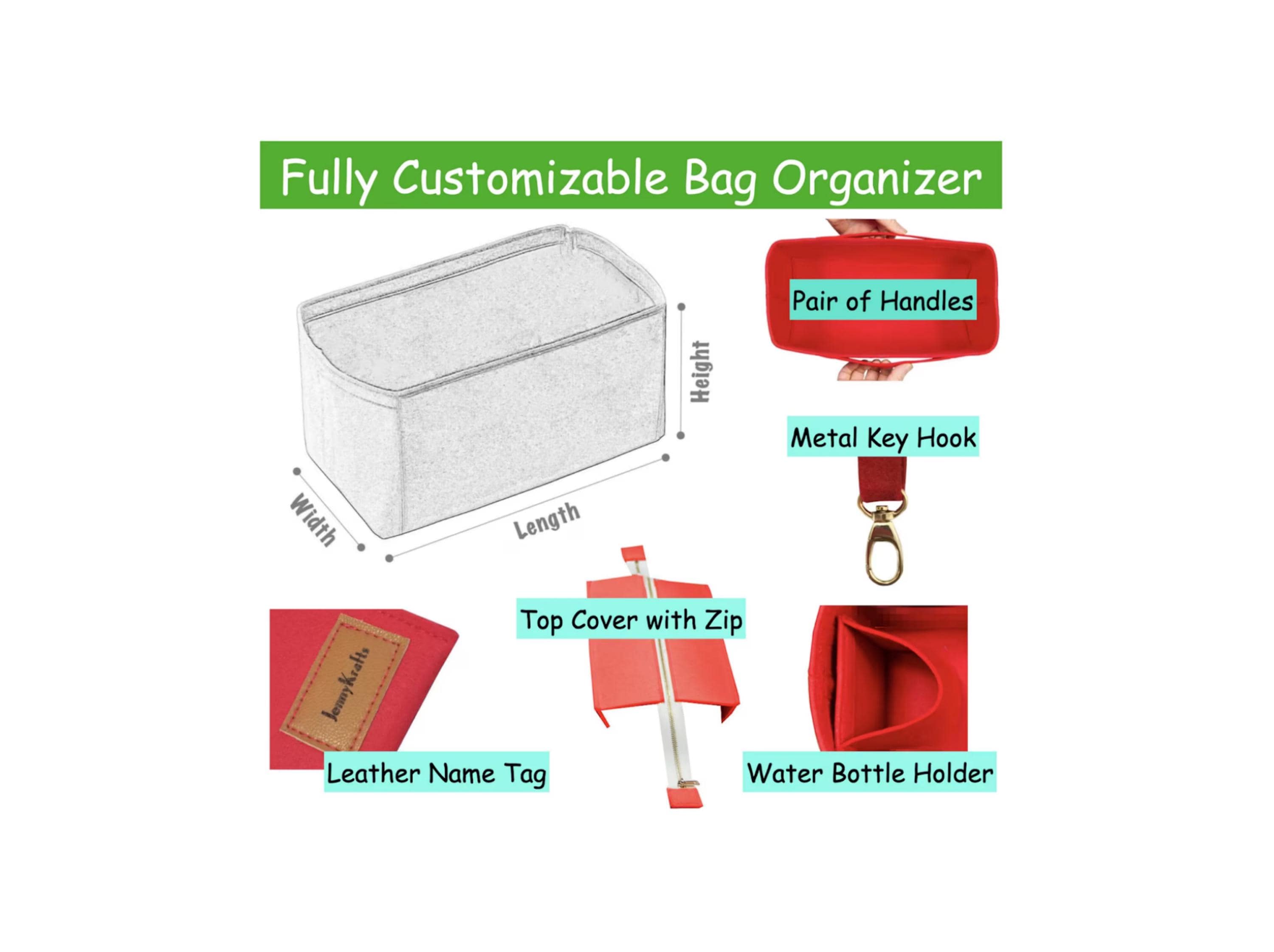 JennyKrafts 3mm Thick Felt, Fully Customizable Insert Organizer to Fit Any Bag, Custom Liner Size and Color, Protection and Organization