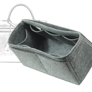 For Kelly Sellier 25 28 32 35 40 Tapered Bag Tote Bag Organizer Felt Purse Insert Light Grey