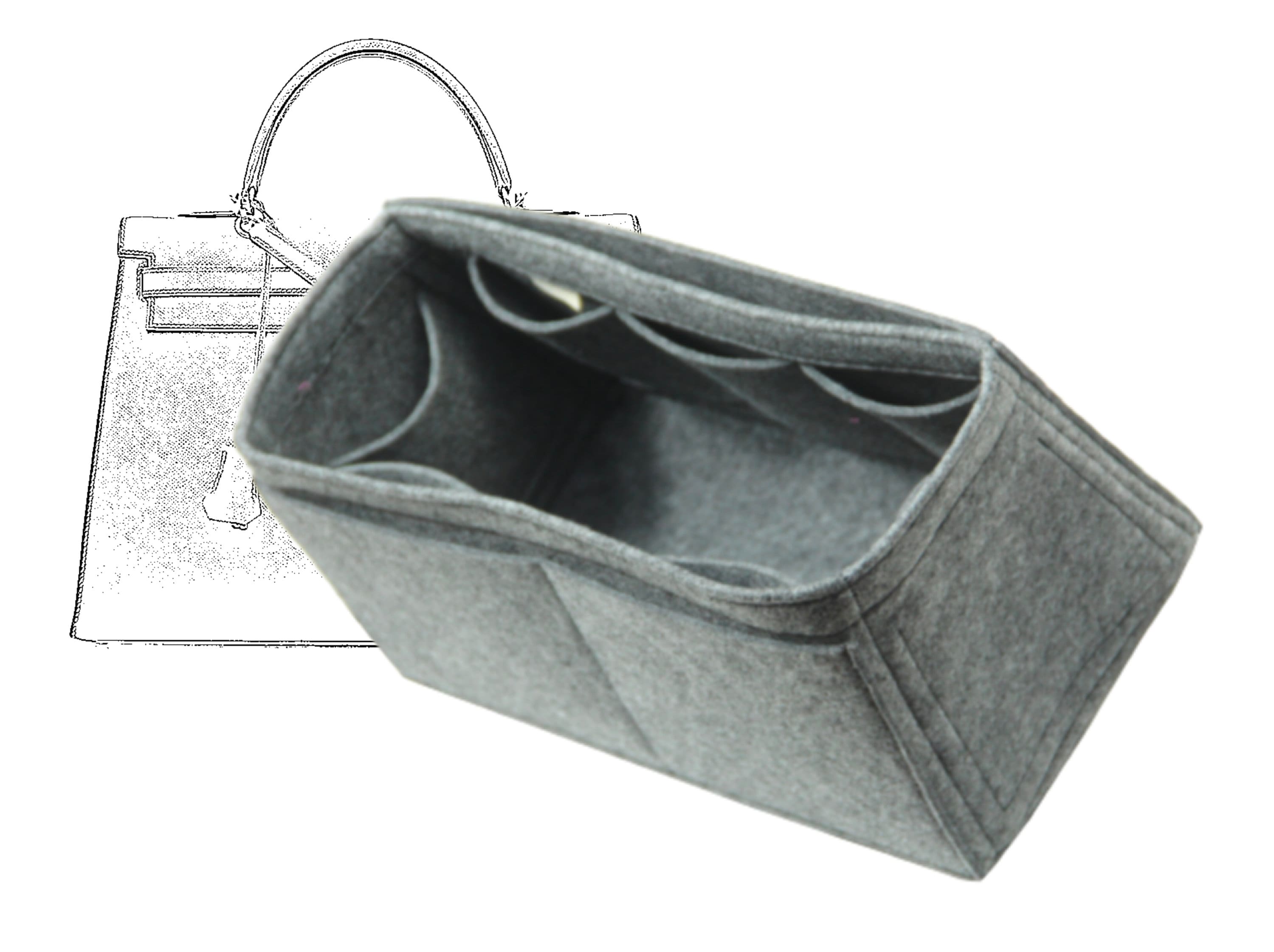 [Speedy 40 35 30 25] Felt Tote Bag Organizer, Purse Insert (3mm Felt, Detachable Pouch w/ Metal Zip)