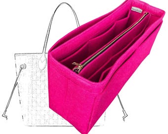 Neverfull GM MM PM Organizer (w/ Detachable Zipper Bag), Tote Felt Purse Insert, Makeup Gold Golden Zip Laptop iPad Pocket