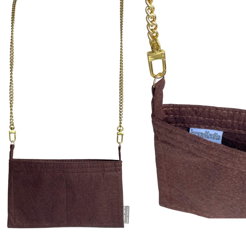 For [Key Pouch M] Bag Insert Organizer Convert to Cross Body Crossbody, Purse Liner Converter, Golden Chain (with D-rings) image 6
