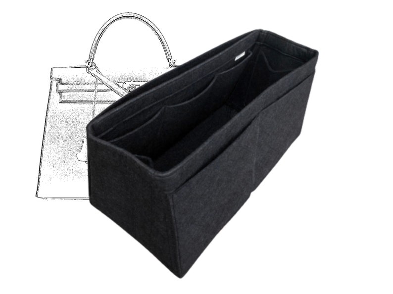 For Kelly Retourne 25 28 32 35 40 Tapered Bag Organizer Tote Organiser Felt Purse Insert Black