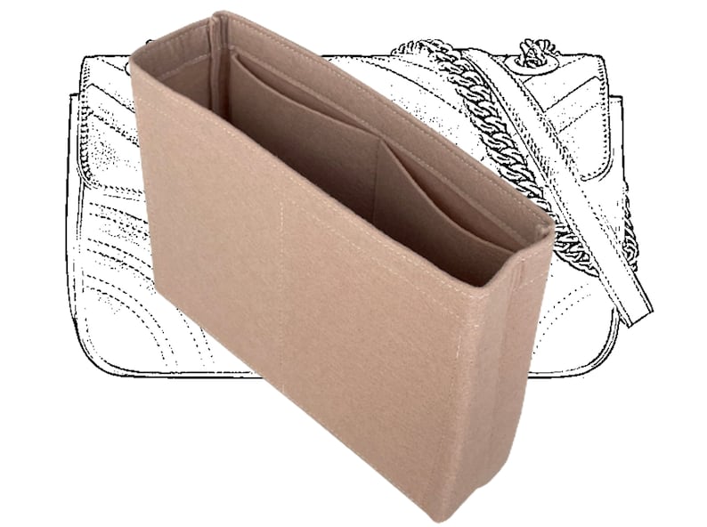 GG Marmont Purse Organizer Insert Shaper, Liner Protector (Slim Design), Customizable Lining Tote Bag Insert Cosmetic Makeup Diaper image 5