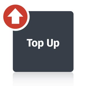 May include: A red button with a white upward arrow icon and the text "Top Up" on a dark gray background.