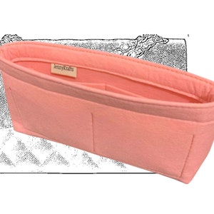May include: A pink felt bag organizer with multiple compartments and a label that reads "JennyKrafts".