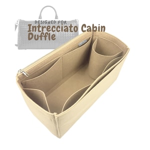 For [Intrecciato Cabin Duffle Bag] Insert Organizer, Black Fondant Tote (w/ Single Zip and Water Bottle Holder)