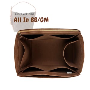 For [All In Bucket] Bag Insert Organizer, BB GM MM pm Large Small, Tote Purse Liner (w/ Single Zip and Water Bottle Holder)