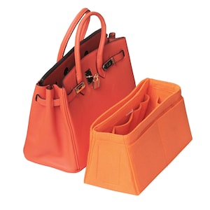 Organizer for BIRKIN 25, 30, 35, 40, 50 Style W, Organizer for Tapered Bag, Satchel Doctor Tote Felt Purse Insert Orange