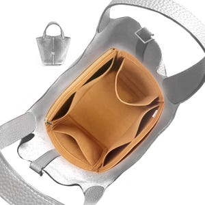 Für [Picotin Bag] Organizer, 18 20 22 26 Uhr MM GM, Filzeimer-Einsatz-Organizer-Liner (mit einem einzelnen Reißverschluss und Wasserflaschenhalter)