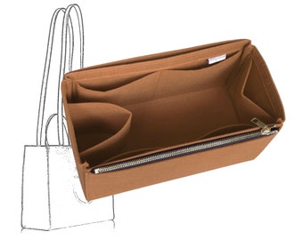For [Telfar Shopping Bag S/M/L] Felt Organizer (w/ Single Zip and Water Bottle Holder), Tote Purse Insert Liner