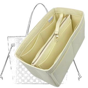 Organiseur Neverfull GM MM PM (avec sacoche à fermeture éclair amovible), fourre-tout en feutre pour sac à main, pochette pour ordinateur portable avec fermeture éclair dorée maquillage