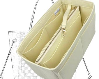 Neverfull GM MM PM Organizer (w/ Detachable Zipper Bag), Tote Felt Purse Insert, Makeup Gold Golden Zip Laptop iPad Pocket