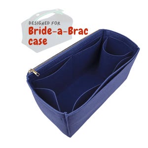 May include: A blue felt bag organizer with multiple compartments and a zipper closure. The text "DESIGNED FOR Bride-a-Brac case" is visible in the image.