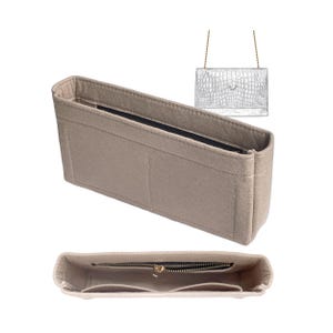 Für [KATE mittel / klein] Filzeinsatz Geldbörse Organizer CHAIN BAG Shiny Metallic Quaste Korn Wildleder Organisator, schlank mit Reißverschlusstasche (SlimZip)