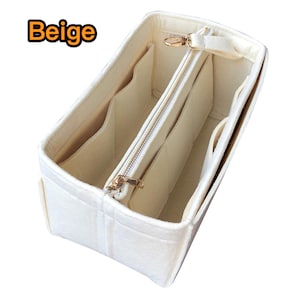 Organizer for HAC Bag Style B, w/ Detachable Zipper Bag Tote Felt Purse Insert Organiser Beige