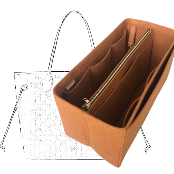 For [Neverfull GM MM PM] Organizer (w/ Detachable Zipper Bag), Tote Felt Purse Insert Shopping Bag Organiser
