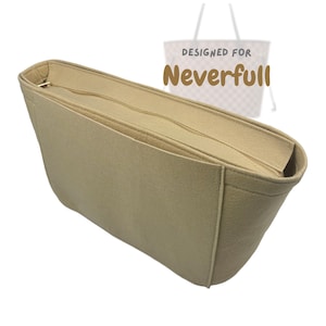 For [Neverfull Tote Bag, GM MM PM Bb] Purse Insert Organizer, Large Medium Small L M S Felt (Style Oblong, with Detachable Top Zip Cover)