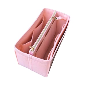 For Iena Organizer (w/ Detachable Zipper Bag), Tote Felt Purse Insert, Laptop iPad Pocket, Zip Metal Gold Makeup