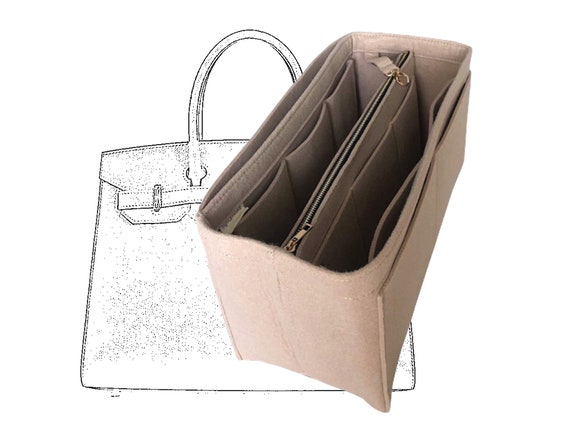 St Louis PM Organizer] Felt Purse Insert with Middle Zip Pouch, Custo