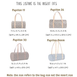For [Papillon Bag] Purse Insert Organizer, 19 26 30 Denim Mini BB Trunk, Felt Tote Shoulder Bag Organiser Liner Shaper image 3