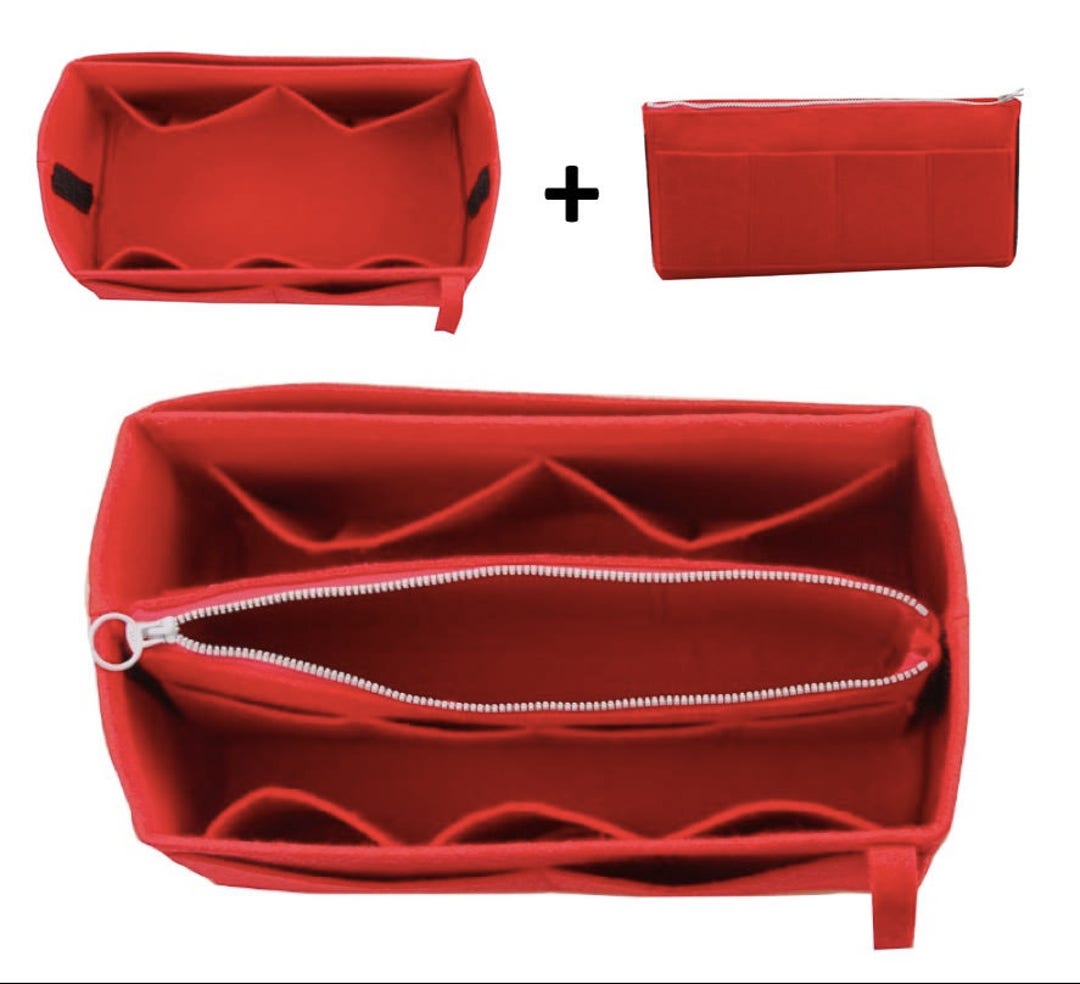 Speedy 40 35 30 25] Felt Tote Bag Organizer, Purse Insert (3mm Felt,  Detachable Pouch w/ Metal Zip) - JennyKrafts