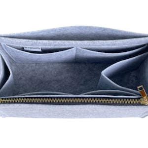 Organizer (Curved Sides), Tote Felt Purse Insert, Laptop iPad Pocket, Zip Metal Gold, Water Bottle Holder