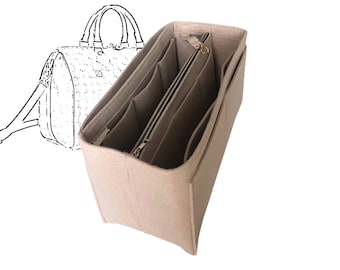 For [Speedy 20 25 30 35 40] Organizer (w/ Detachable Zipper Bag) Tote Felt Purse Insert Organiser