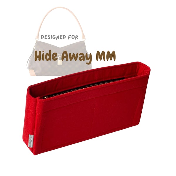 For [Hide Away MM] Bag Insert Organizer, GM PM Large Medium Small, Purse Liner, Slim with Zip Pocket (SlimZip)