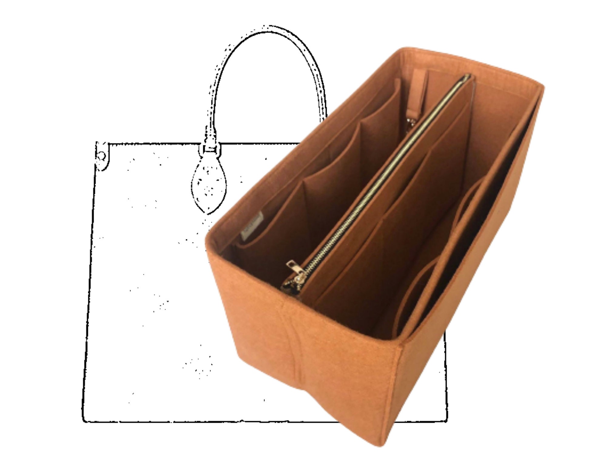 inner bag organiser insert for lv on the go PM MM GM tote otg in bag  organizer multi pocket compartment storage