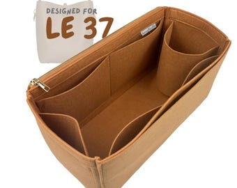 For [LE 37] Bag Insert Organizer, Long Small Mini, Tote Purse Liner (w/ Single Zip and Water Bottle Holder)