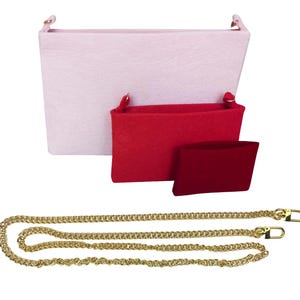 Pour [KIRIGAMI POCHETTE] Organiseur de sac (pochette 3 en 1) Insert en feutre avec bandoulière en chaîne dorée Pochette dissimulée à bandoulière