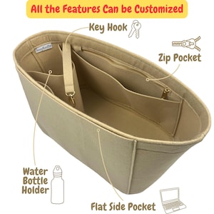 Organizador de bolso Neverfull Tote, GM MM PM Bb, tamaño grande, mediano, pequeño, mini, L M S, forro organizador de fieltro (estilo oblongo) imagen 3