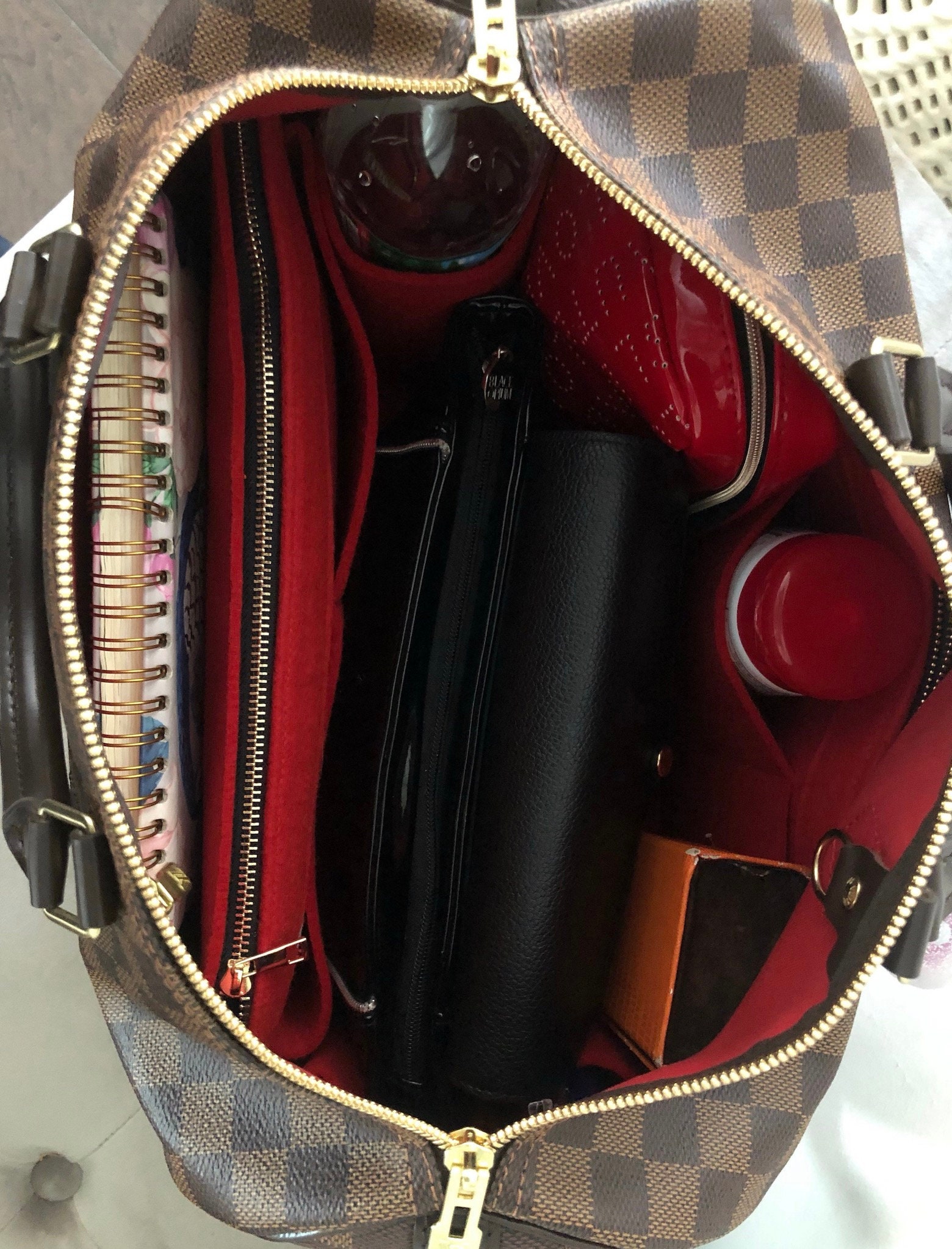 w/Zipper sac détachable poche Zongongs poche Convient Neverfull MM/Speedy 30, Red sac à cosmétiques maquillage à couches Organisateur de feutre fourre-tout sac à main feutre Insert 