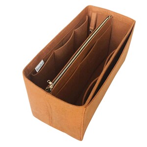 For [Onth.go Organizer, M14235] Tote Bag Organizer, Felt Insert Purse Organiser Shaper (w/ Detachable Zipper Bag) Light Brown